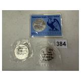 3 AM. EAGLE SILVER DOLLARS 1 OZ EACH