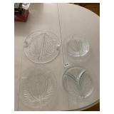 GLASS LEAF SERVING SER, PLATTER, DIVIDED DISH,