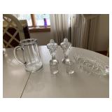 CORONET GLASS TOOTHPICK HOLDERS, OVAL BOWL, SALT