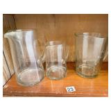 GLASS PITCHER AND VASES
