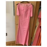 PINK DRESS WITH DAISY RICK RACK TRIM AND LONG