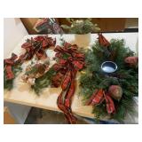 CHRISTMAS CANDLE HOLDER, BOWS, ETC.
