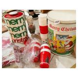 MERRY CHRISTMAS TIN, CUPS, ETC.