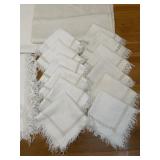 WHITE TABLECLOTH WITH MATCHING CLOTH NAPKINS WITH