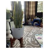 ARTIFICIAL PLANT IN PLASTIC PLANTER WITH WOOD