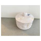 PINK MILK GLASS COVERED DISH