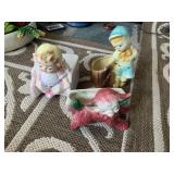 VINTAGE PLANTERS LAMB, GIRL & BOY
