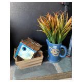 POTTERY PITCHER WITH ARTIFICIAL PLANT, HANGING