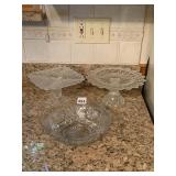 GLASS APPETIZER FOOTED SERVING PLATES (SMALLER
