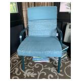 2 OUTDOOR CHAIRS METAL BASE WITH CUSHIONS