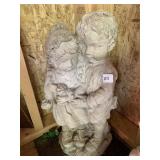 CEMENT GIRL & BOY YARD STATUE APPROX 20" H