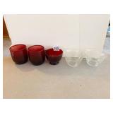 RED AND CLEAR GLASS CUPS