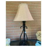 BLACK LAMB WITH TAN BEADED TOP SHADE