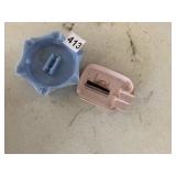 TWO ASHTRAYS PINK AND BLUE