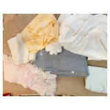 PINK/WHITE BED SPREAD, BLANKETS,