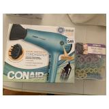 CONAIR HAIR DRYER AND BRUSH ROLLERS