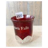 CRANBERRY GLASS NIAGARA FALLS TOOTHPICK HOLDER