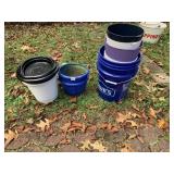 CLAY PLANTERS, PLASTIC BUCKETS