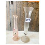 TWO TALL BUD VASES GLASS
