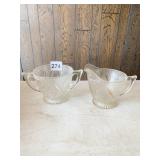 GLASS CREAMER AND SUGAR FLORAL DESIGN