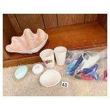 LARGE SHELL, DISHES, CLIPS