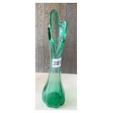 SWUNG MID CENTURY GLASS VASE 11" H