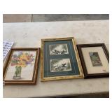 THREE FRAMED PRINTS PANDA ETC.