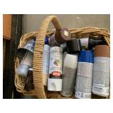 ASSORTED SPRAY PAINTS IN BASKET