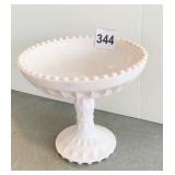 PINK MILK GLASS PEDESTAL BOWL