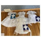 4 COMMUNION DRESSES AND 3 VEILS IN OBS