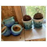 BLUE & WHITE CLAY PLANTERS