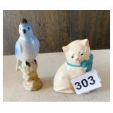 VINTAGE BIRD AND CAT FIGURINES