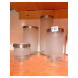 FROSTED VASES W/ METAL RIM