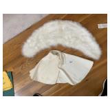 CHILD SIZE WHITE FAUX FUR CAPE AND REAL FUR WRAP