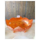 CARNIVAL GLASS FOOTED BOWL NO DAMAGE 4 1/2 INCHES