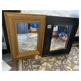 TWO FRAMED MIRRORS GOLD AND BLACK