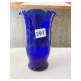 COBALT BLUE RUFFLED EDGE VASE