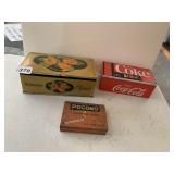 ANTIQUE CIGARETTE CASE AND TIN BOXES