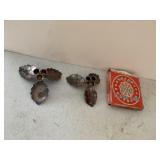 SILVER PLATE MINIATURE CANDLE HOLDERS AND PLAYING