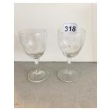 TWO ETCHED GLASSES