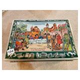 NEEDLE WORK AND EMBROIDERY THREAD, DECORATIVE TIN