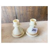 TWO CANDLE HOLDERS MARKED ON BOTTOM NUMBER ELEVEN