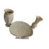 LENOX SHELL DISH, BUD VASES