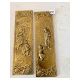 SET UP TWO VINTAGE MUSICIAN BRASS TIN COLOR