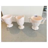 PINK MILK GLASS CUPS AND CREAMER