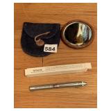 TOTALITE ARMY PEN LIGHT AND WOOD POCKET MIRROR