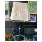BLACK COMPOSITION LAMP WITH OFF WHITE BEADED