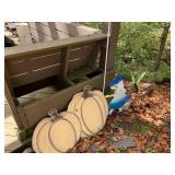 WOODEN PUMPKIN Dï¿½COR, TIN GIRL WITH WATERING CAN,