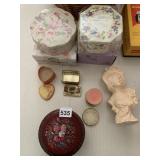 AVON BEAUTY DUST TINS, MINI CANDLES IN TINS, SOAP