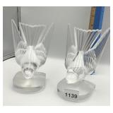 PAIR OF LALIQUE CLEAR CRYSTAL GLASS SWALLOW